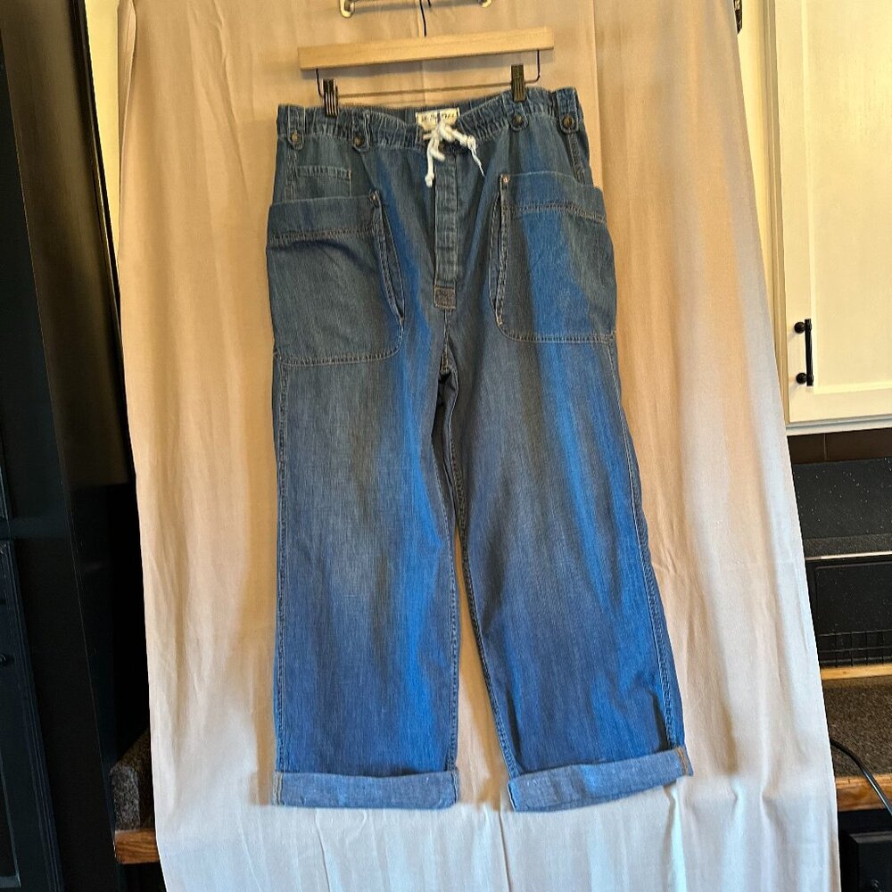 We the Free (Free People) Straight Leg Drawstring Hemp/Cotton Pant Sz Large